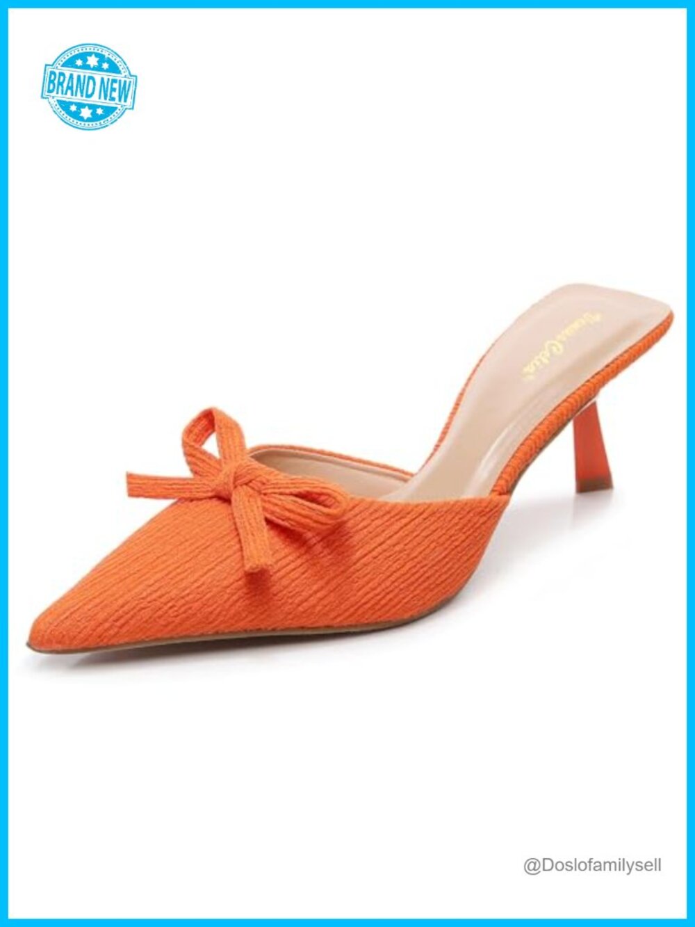 Kitten Heel Pointed Toe Slide Sandal Ankle Strap Slip On Pump